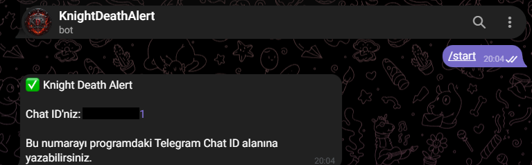Telegram Botunu Başlatın ve Chat ID'nizi Alın